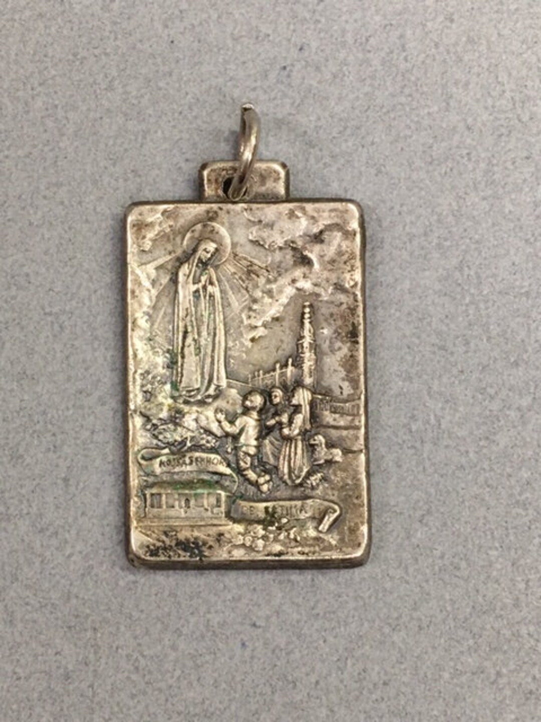 Lourdes Scene Pendant Virgin Mary Medal Portugal Vintage Catholic Gift ...