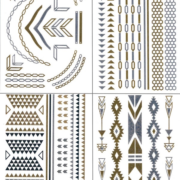 SALE! *50% OFF* Temporary Metallic Tattoos (Set of 4 Sheets)
