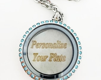 Personalized Laser Engraved Floating Lockets Window Plate