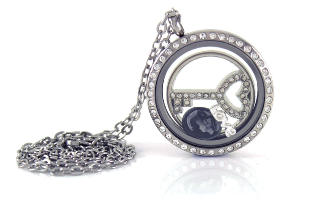 Stainless Steel Floating Locket Necklace With Choice of Charms