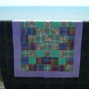 Scottish Patchwork Quilt, Handmade Sofa Throw, Eiderdown, Travel Blanket with Tartan and Paisley image 2