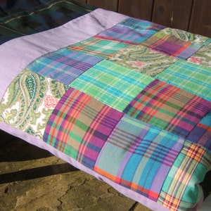 Scottish Patchwork Quilt, Handmade Sofa Throw, Eiderdown, Travel Blanket with Tartan and Paisley image 5