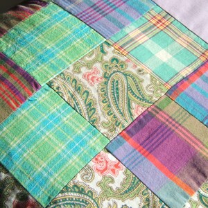 Scottish Patchwork Quilt, Handmade Sofa Throw, Eiderdown, Travel Blanket with Tartan and Paisley image 4