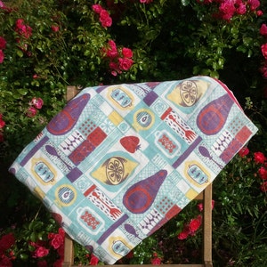 Couverture de pique-nique du milieu du siècle, tapis de plage fait main, jeté de canapé rétro, couverture de lit, nappe avec tissu des années 1950 - Réversible