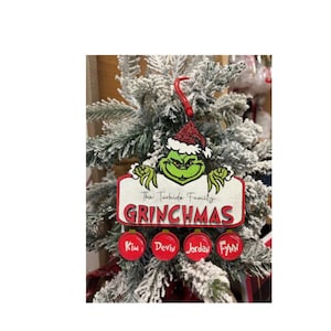 Ornement de famille Grinch avec nom de famille