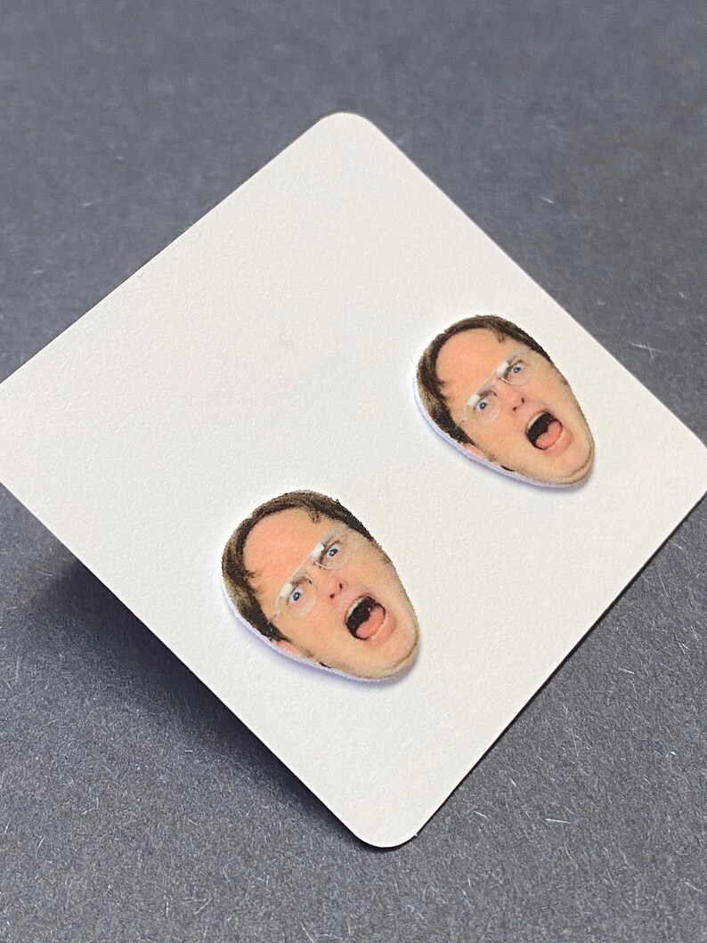 Dwight Schrute Earrings Funny Gifts Stud Earrings Pop Culture Gifts Funny Earrings Gifts for Her The Office Earrings