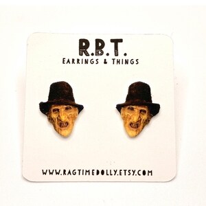 Halloween Earrings - Horror Movie Earrings - Freddy Krueger - Nightmare on Elm Street - Studs