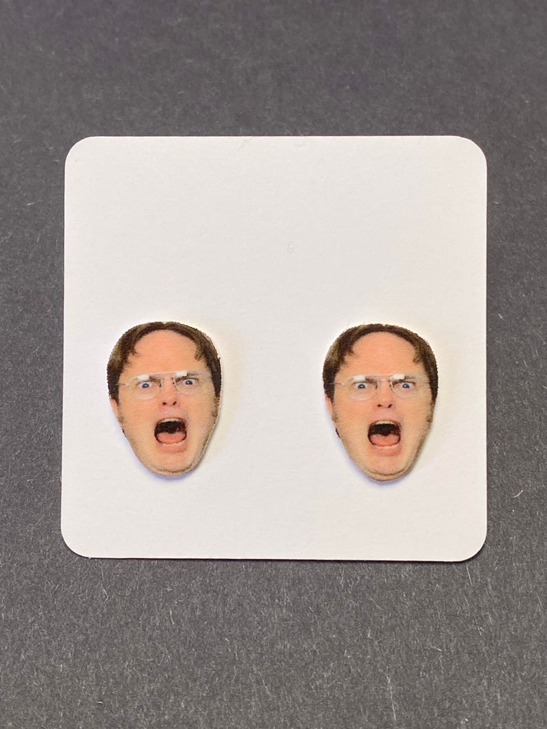 Dwight Schrute Earrings Funny Gifts Stud Earrings Pop Culture Gifts Funny Earrings Gifts for Her The Office Earrings