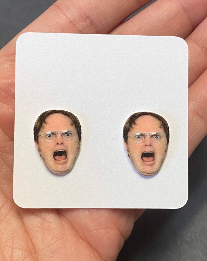 Dwight Schrute Earrings Funny Gifts Stud Earrings Pop Culture Gifts Funny Earrings Gifts for Her The Office Earrings