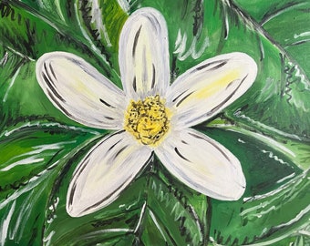 Lemon Tree Blossom Acrylic on Canvas Original Fine Art