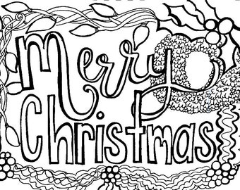 Merry Christmas Holiday Coloring Page