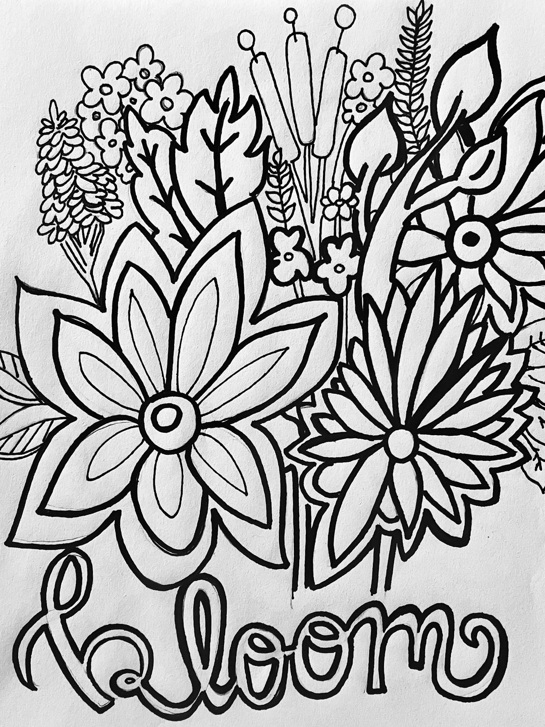 Bloom Adult Coloring Page - Etsy