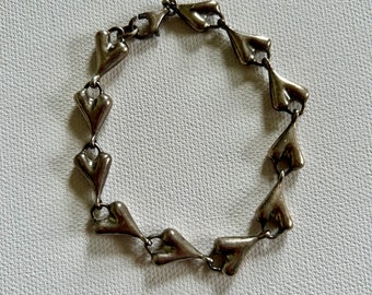 Robert Lee Morris Designer Heart Linked Sterling Silver Bracelet