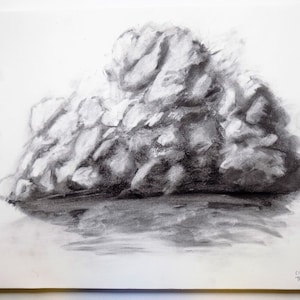 Cloud Artwork, Charcoal Drawing Original, Charcoal Art, 14 x 17, OOAK