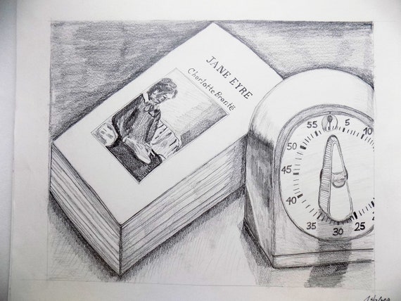 Original Pencil Drawing Graphite Drawing Art Book Art Drawing With Timer No Time For Books