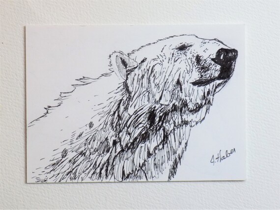 Polar Bear Art ACEO Original Artwork 