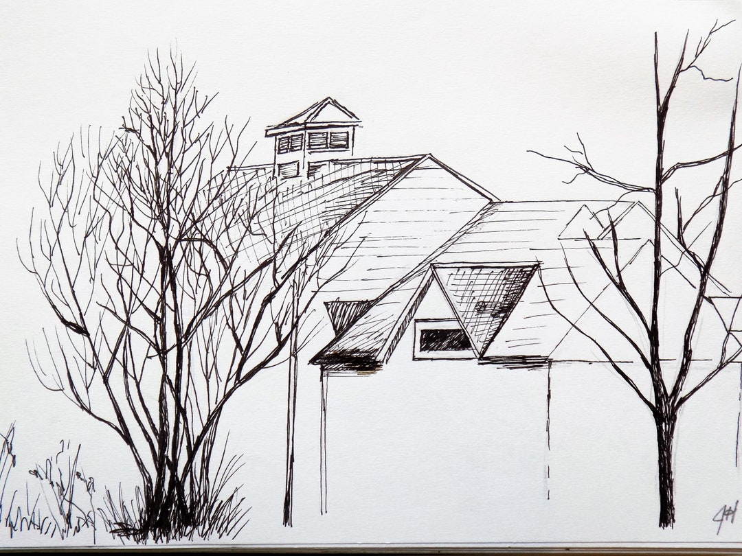 Original Pen and Ink Landscape Drawing: Massabesic Audubon Center - Etsy