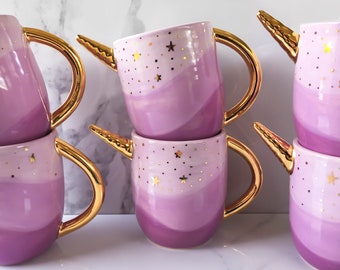 Einhorn Tasse mit 22k Gold Einhorn Horn von Modern Mud Einzigartiges Geschenk