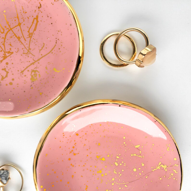 Gold Splatter Paint Ring Dish Jewelry Dish Etsy