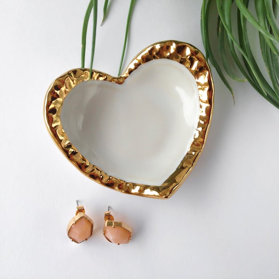 White and Gold Ring Dish, Wedding, Valentine's Day, Anniversary, Bridesmaid Gift - Wedding Favor, Engagement