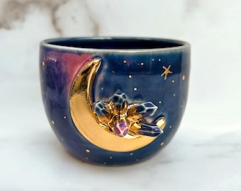 Crystal Lunar Galaxy Planter With 22k Gold by Naomi Singer, Modern Mud