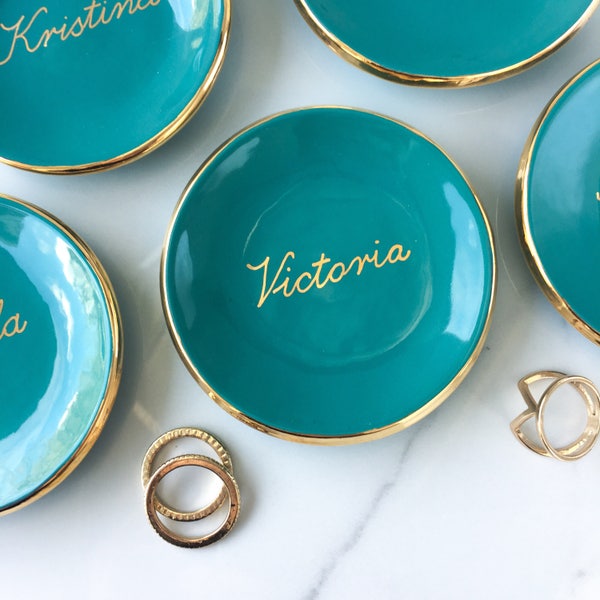 Porta anelli personalizzato in oro, porta anelli con nome - Porta anelli, Porta gioielli, Porta anelli in ceramica, Fidanzamento, Regalo per lei, Fango moderno