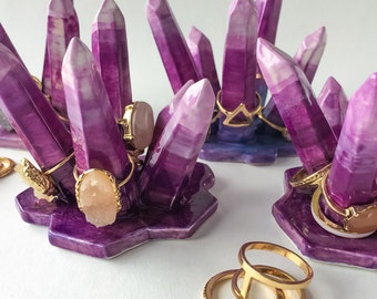 Striated Crystal Ring Holder - Modern Mud Ring Holder, Ceramic Crystals, Ceramic Crystal Ring Holder - MADE TO ORDER