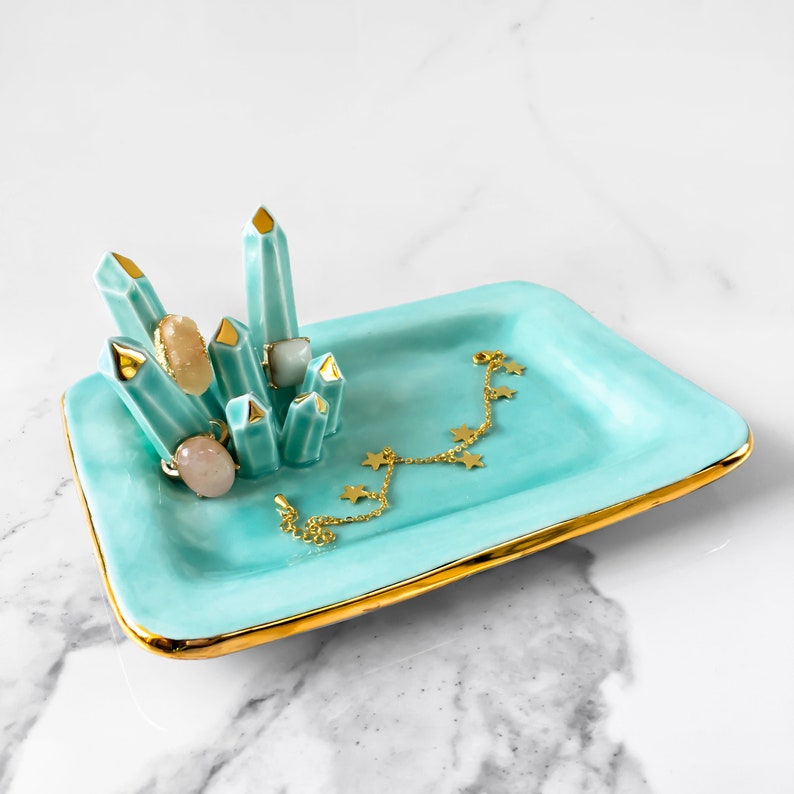 Crystal Jewelry Dish Rectangular Dish with Ring Holder Etsy