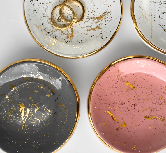 Gold Splatter Paint Ring Dish Ceramic Ring Dish Etsy