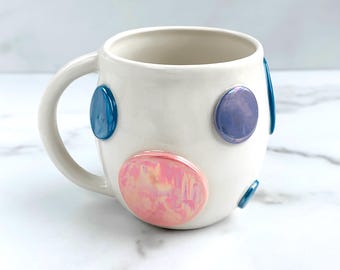 Irisierende Bubbles Tasse, handgefertigte Porzellantasse, Unikat