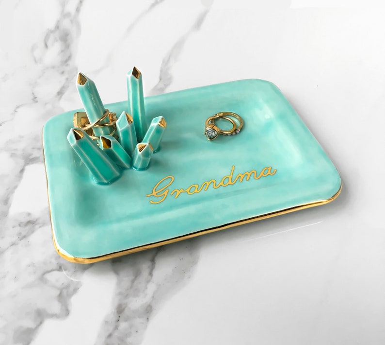 Crystal Jewelry Dish Rectangular Dish with Ring Holder Etsy