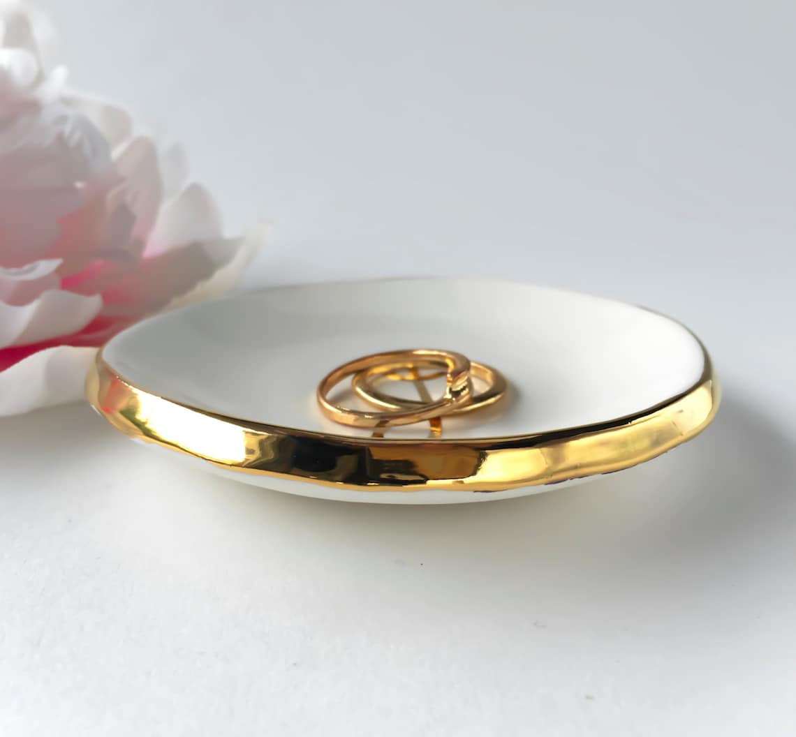 Gold Monogrammed Ring Dish Personalized Ring Dish Ring Etsy