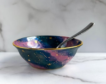Keramikschale mit 22k Gold Sternen, handgemachte Keramik