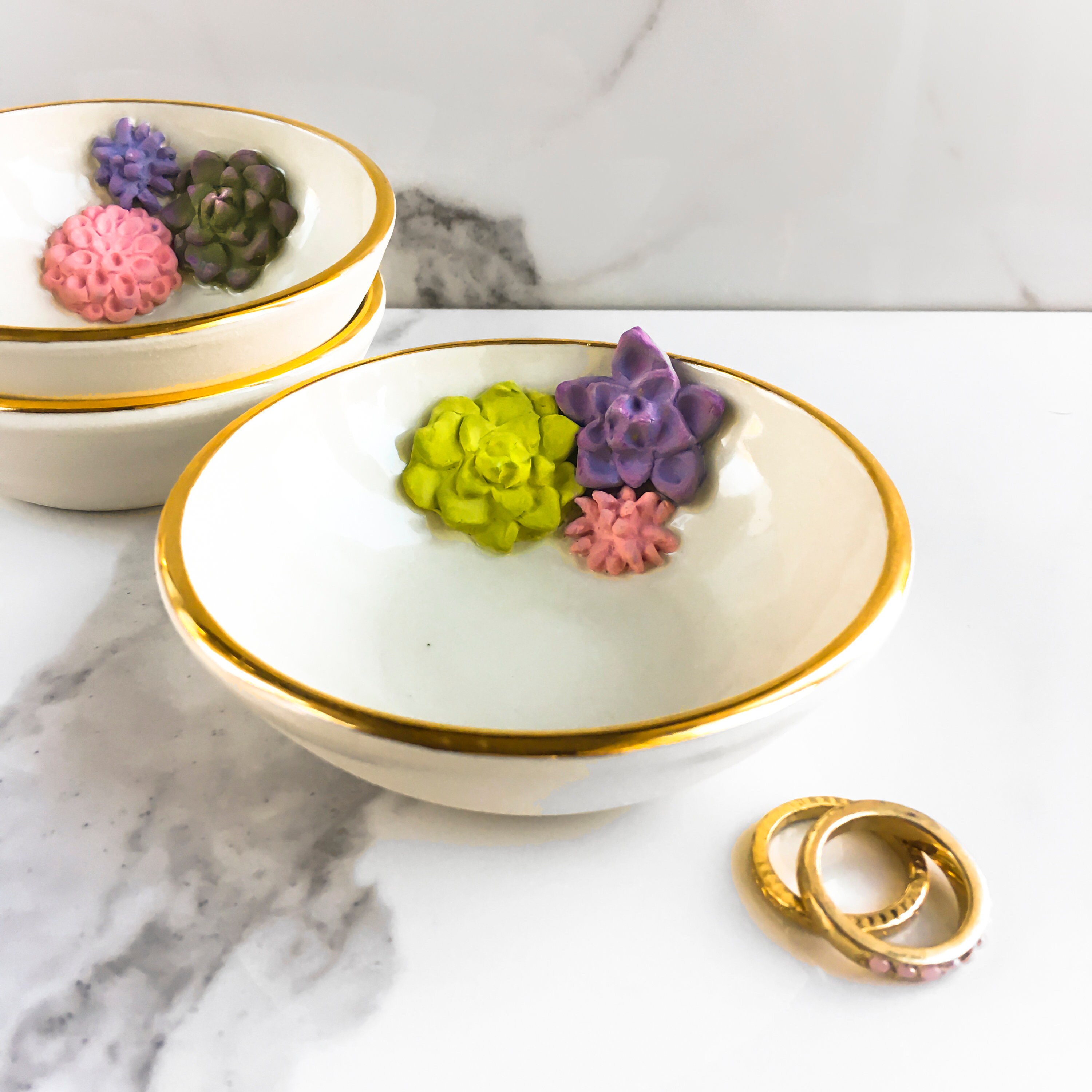 Porcelain Succulent Jewelry Dish, Engagement Gift, Wedding Gift, Wedding Gift, Valentine's Day, Gift for Her, Jewelry Holder by ModernMud