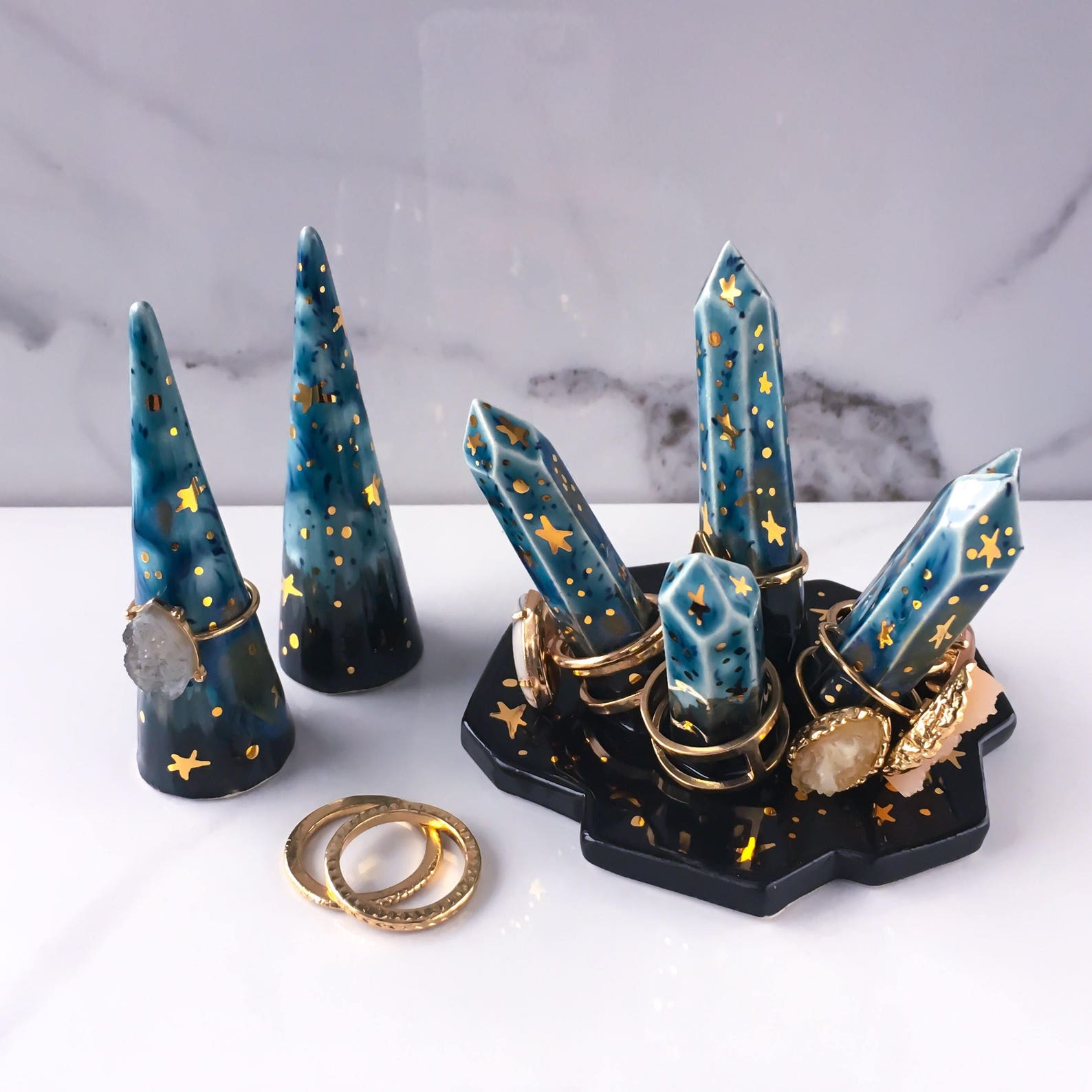 Galaxy Crystal Ring Holder Modern Mud Ring Holder Ceramic Etsy