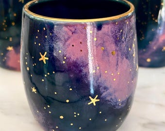 Galaxy Vase Mit 22k Gold, Galaxy Keramik, Porzellanvase, Galaxy Keramik, Milky Way Vase