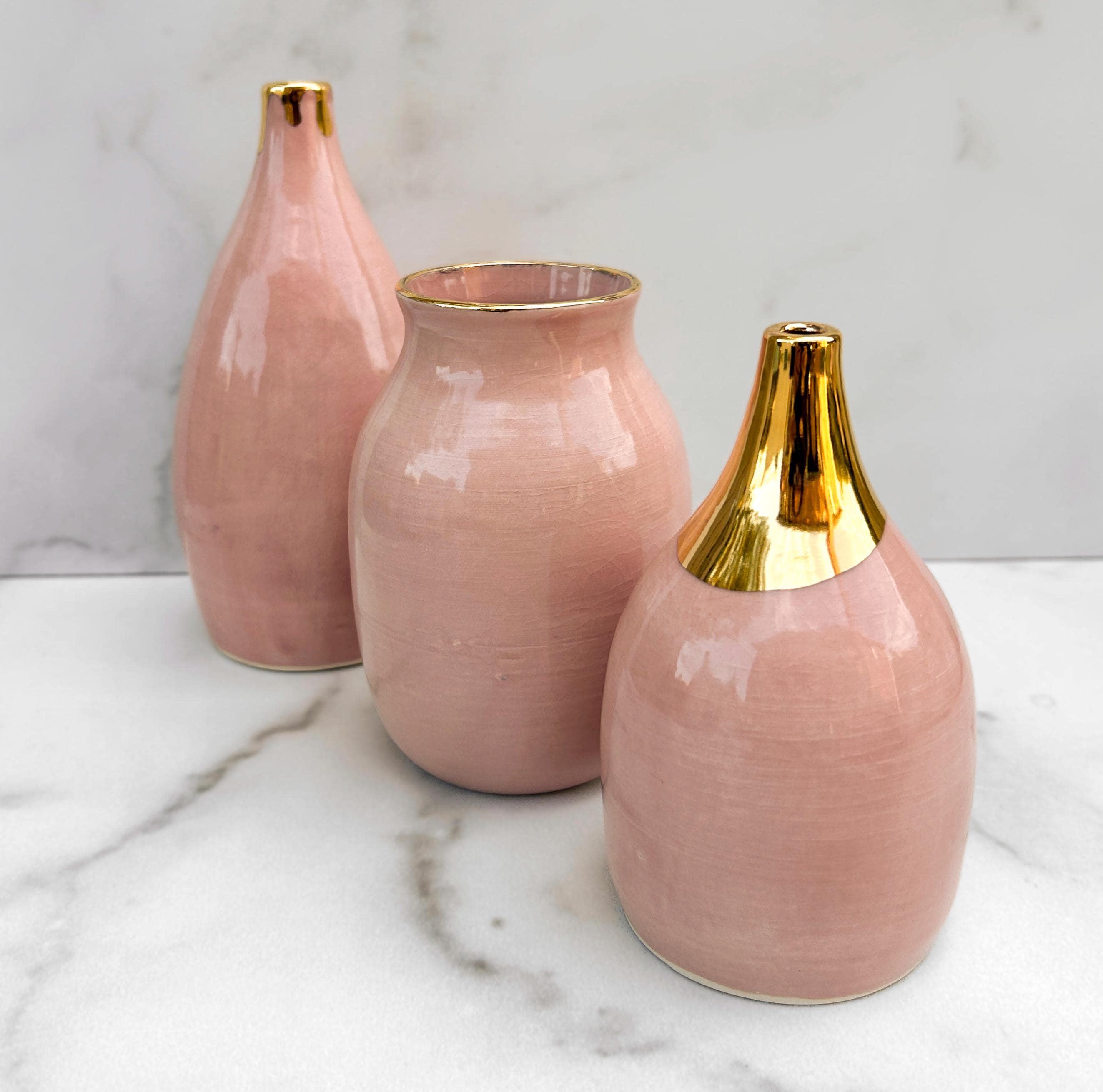 Pink and Gold Vase, Porcelain Vase, Ceramics, Wedding Gift, Hostess Gift, Mother's Day Gift, Modern Mud, ModernMud by ModernMud