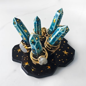 Galaxy Crystal Ring Holder - Modern Mud Ring Holder, Ceramic Crystals, Ceramic Crystal Ring Holder Modernmud
