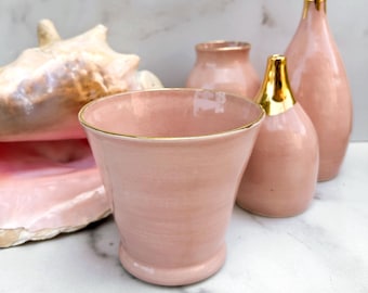 Rosa und Gold Vase, Porzellanvase, Keramik, Hochzeitsgeschenk, Hostessengeschenk, Muttertagsgeschenk, Moderner Schlamm