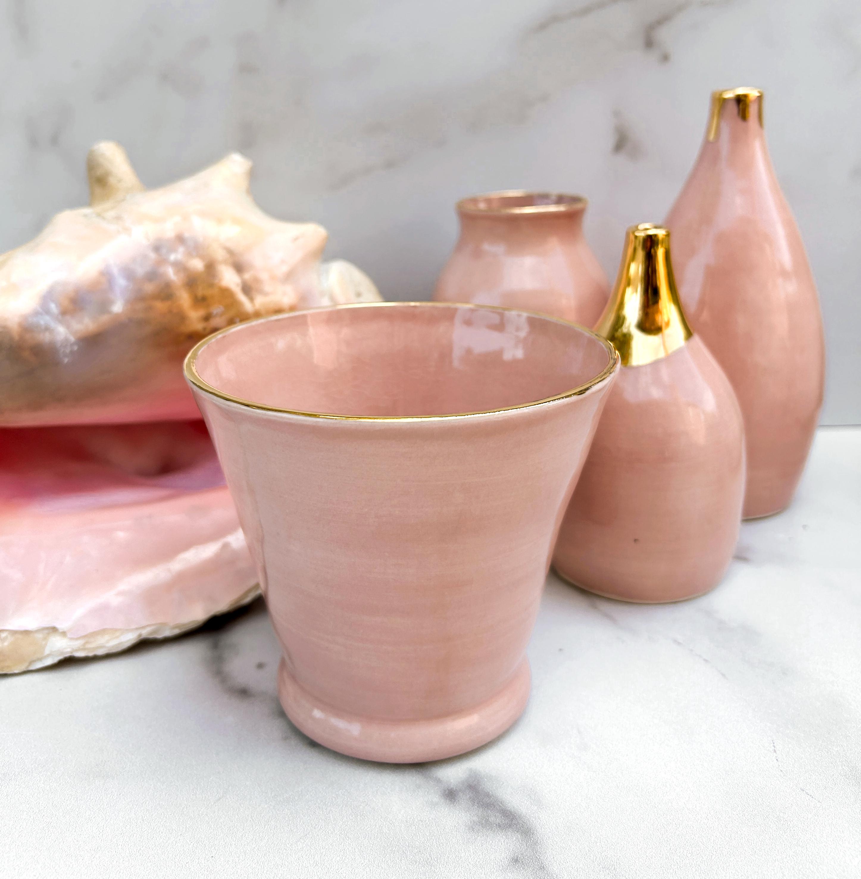 Pink and Gold Vase, Porcelain Vase, Ceramics, Wedding Gift, Hostess Gift, Mother's Day Gift, Modern Mud by ModernMud
