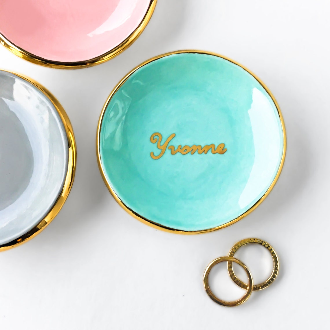 Gold Personalized Ring Dish Name Ring Dish Ring Holder Etsy