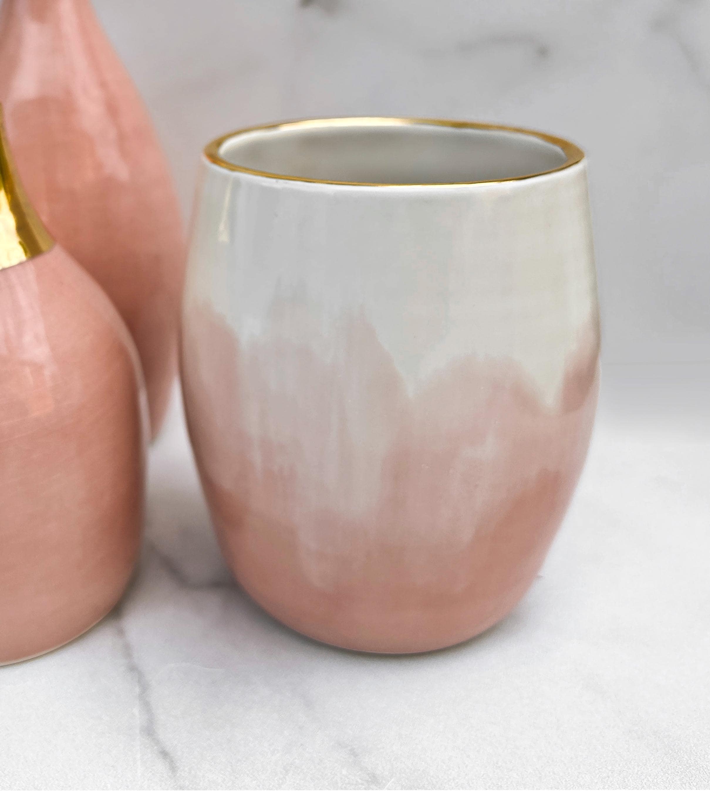Pink, White, and Gold Vase, Porcelain Vase, Ceramics, Wedding Gift, Hostess Gift, Mother's Day Gift, Modern Mud by ModernMud