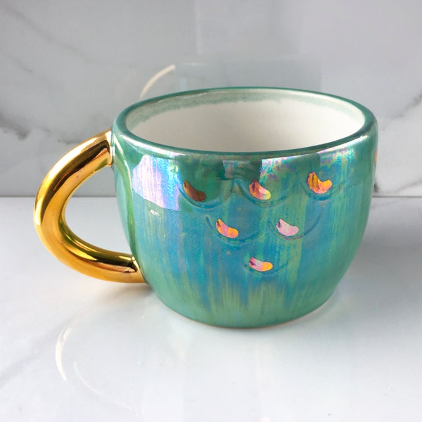 Iridescent Mermaid Mug with Golden Scales by Modern Mud