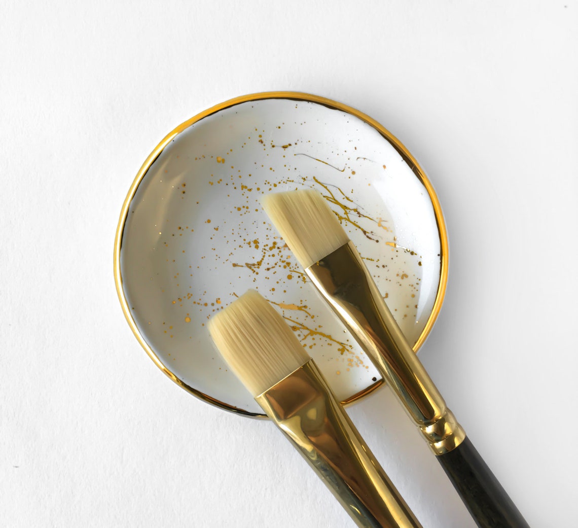 Gold Splatter Paint Ring Dish Jewelry Dish Etsy