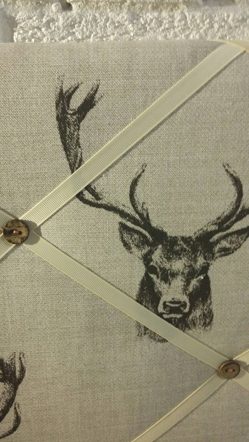 Memo board in Vintage Stag Fabric padded notice board Stag Etsy
