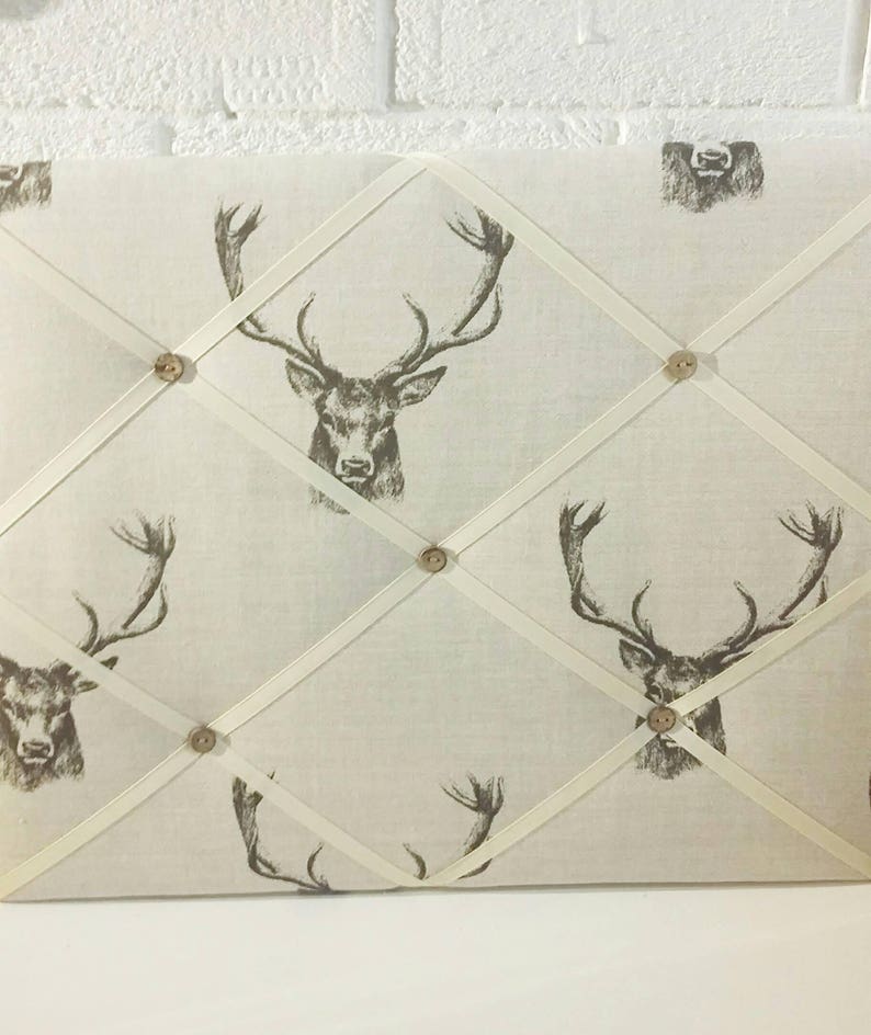 Memo board in Vintage Stag Fabric padded notice board Stag Etsy