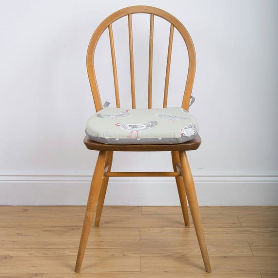 Seat Pads in Chicken Fabric. Foam Filled Chair Cushions. Tie on
