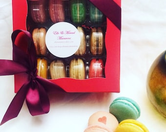 12 French macarons in gift box