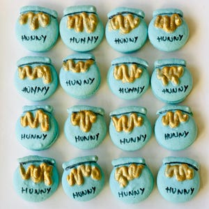 Blue Hunny Pot, Pooh, Bee Macarons
