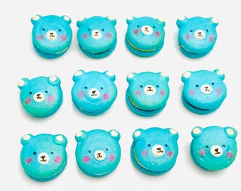 Pink and Blue Bear Macarons